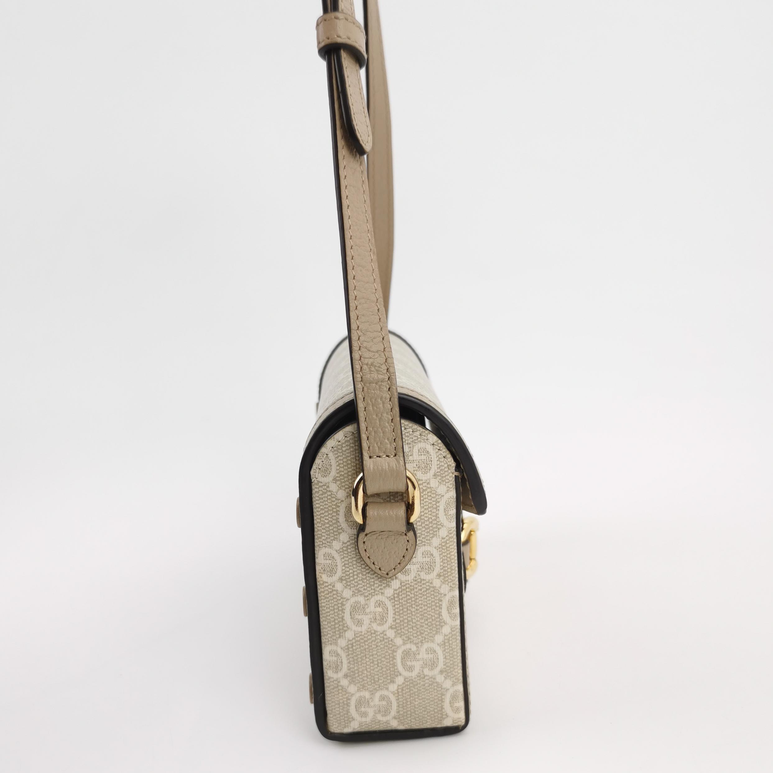 Gucci Horsebit 1955 Flap Crossbody Bag GG Coated Canvas Mini — photo 4 of 15