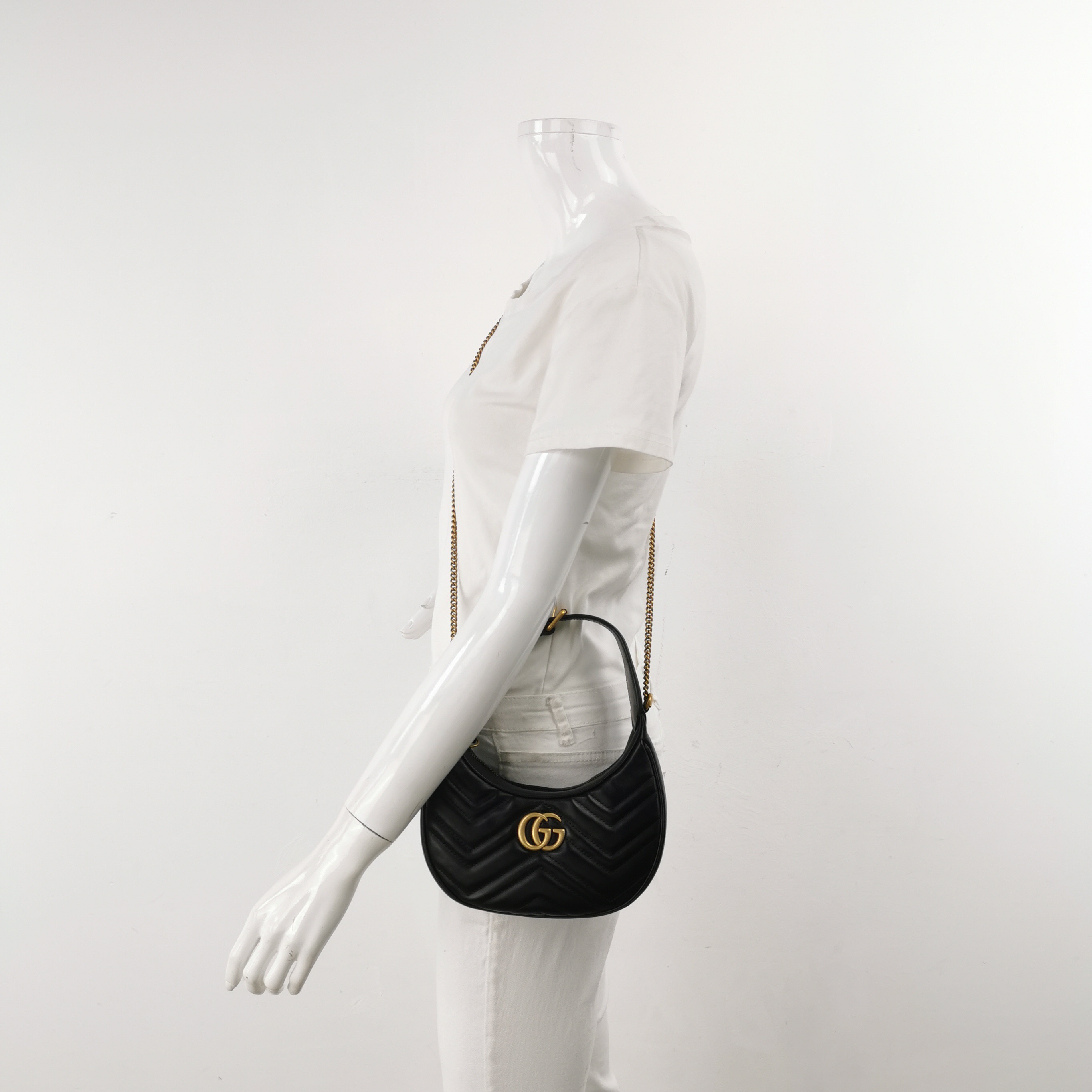 Gucci GG Marmont Half Moon Hobo Matelasse Leather Small — alternate view