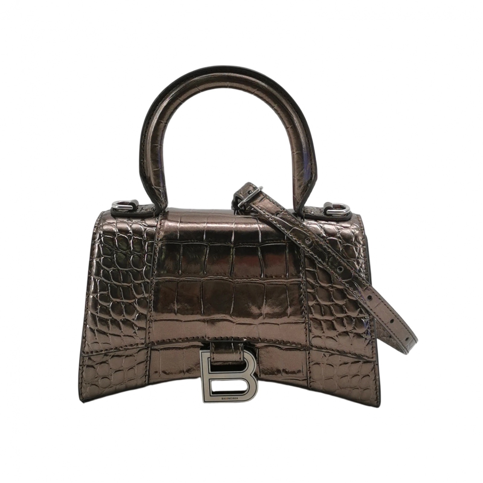 Balenciaga Hourglass Top Handle Bag Crocodile Embossed Leather XS — photo 1 of 15