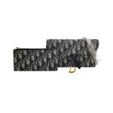 Christian Dior Saddle Chain Wallet Oblique Canvas — thumbnail 1