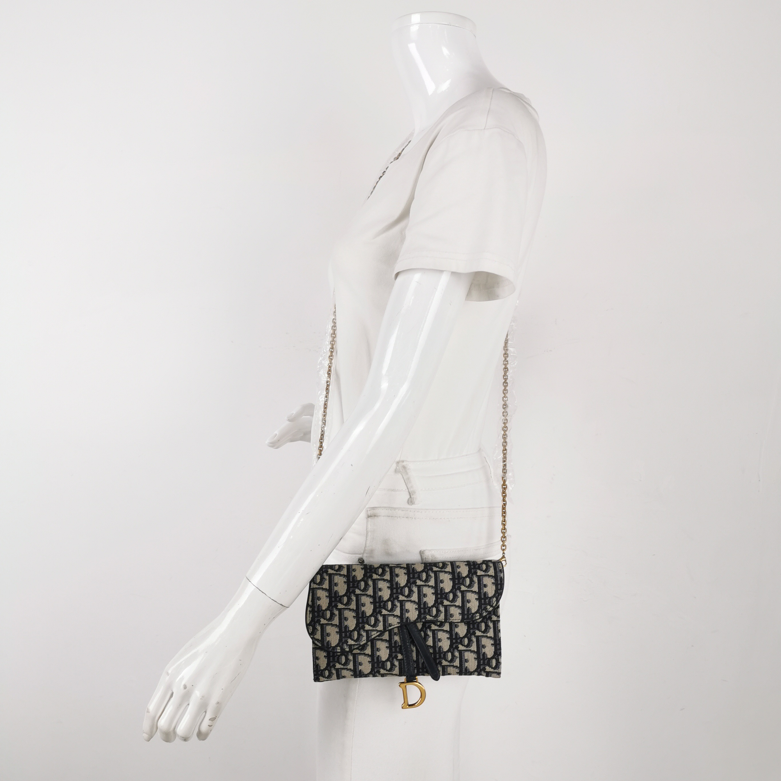 Christian Dior Saddle Chain Wallet Oblique Canvas — alternate view