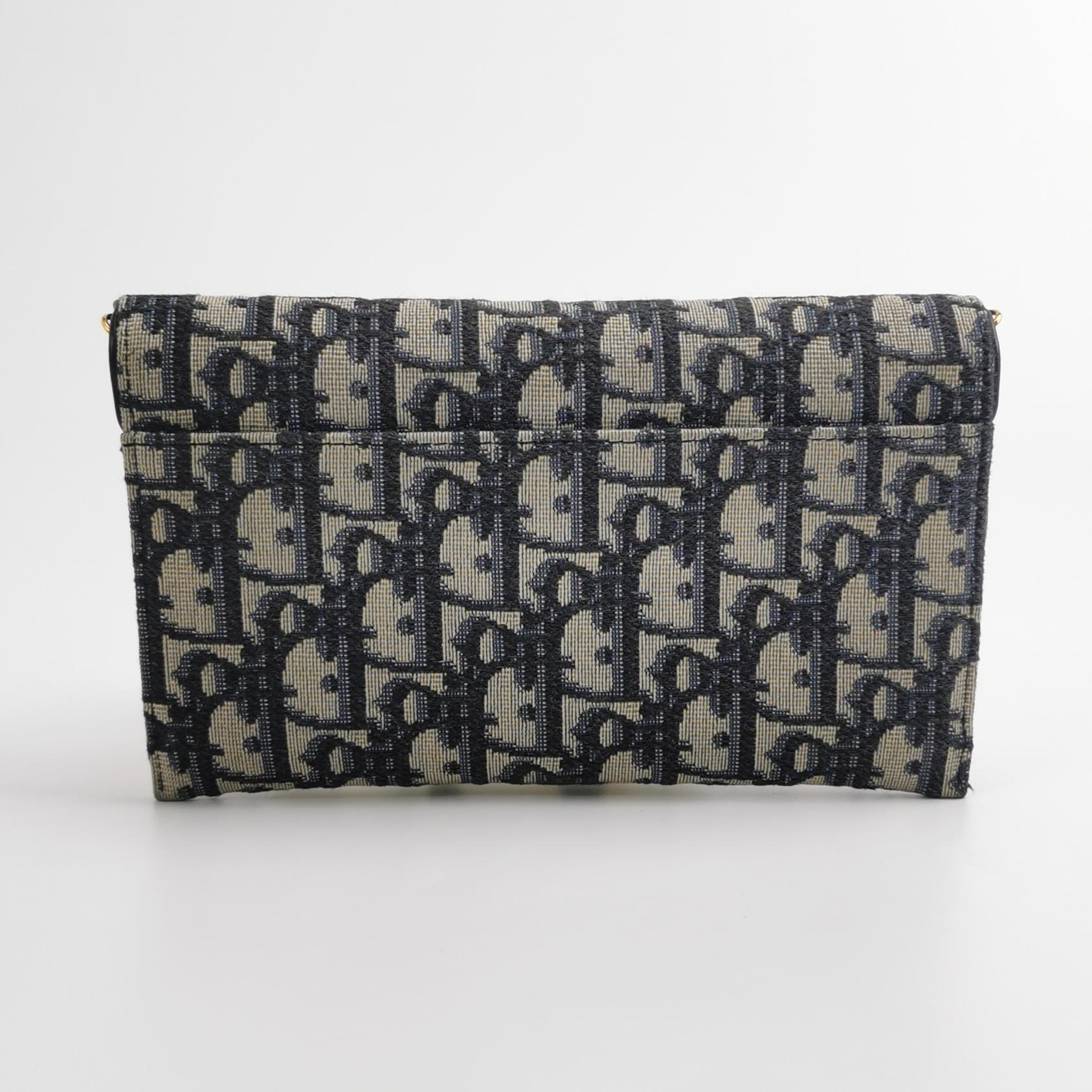 Christian Dior Saddle Chain Wallet Oblique Canvas
