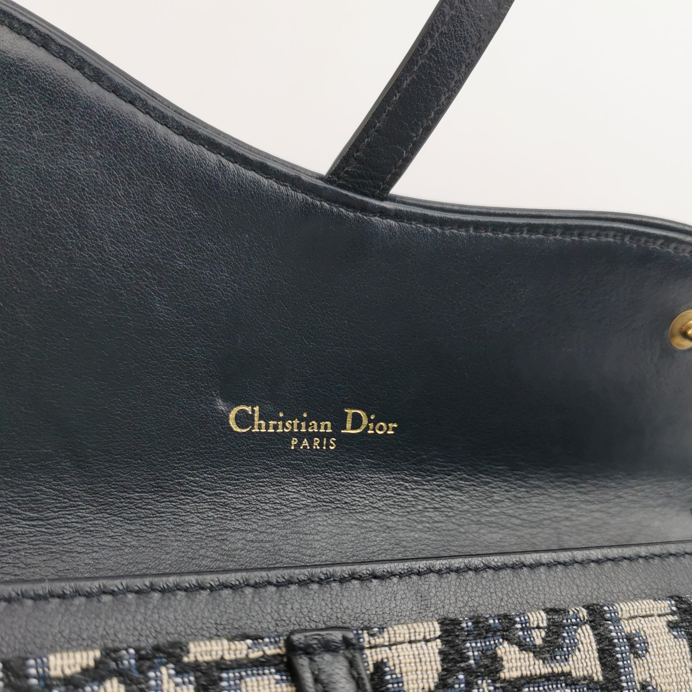 Christian Dior Saddle Chain Wallet Oblique Canvas