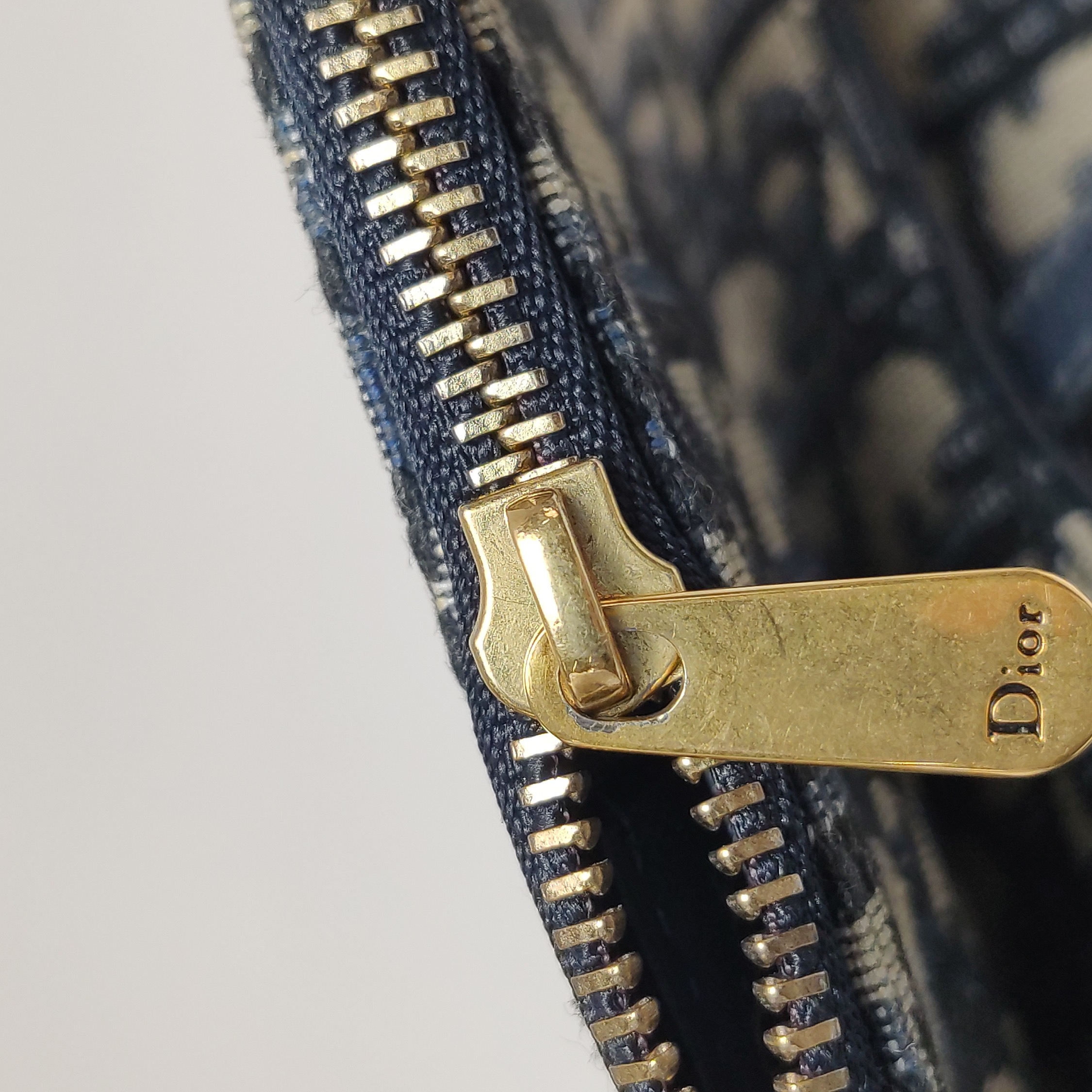 Christian Dior Saddle Chain Wallet Oblique Canvas