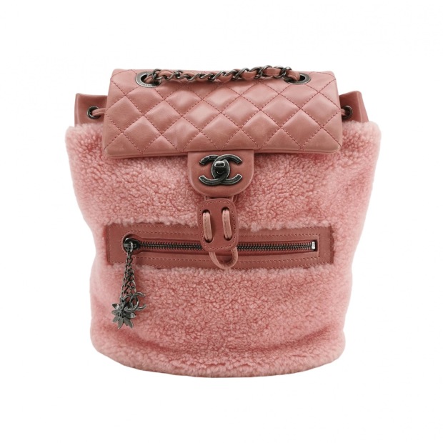 Chanel Matelasse Waxed Leather Backpack Pink Silver Hardware sheepskin — pre-owned, Vierlot