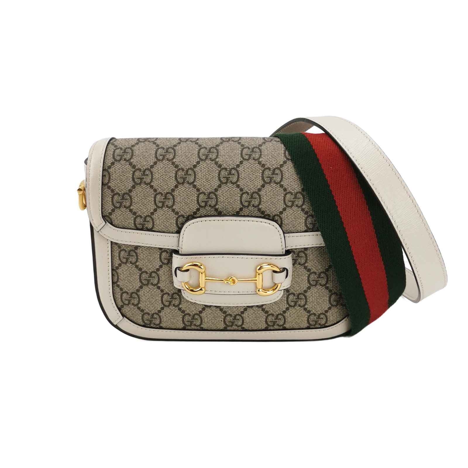 Gucci Horsebit 1955 Shoulder Bag GG Coated Canvas with Leather Small