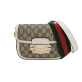 Gucci Horsebit 1955 Shoulder Bag GG Coated Canvas with Leather Small — thumbnail 1