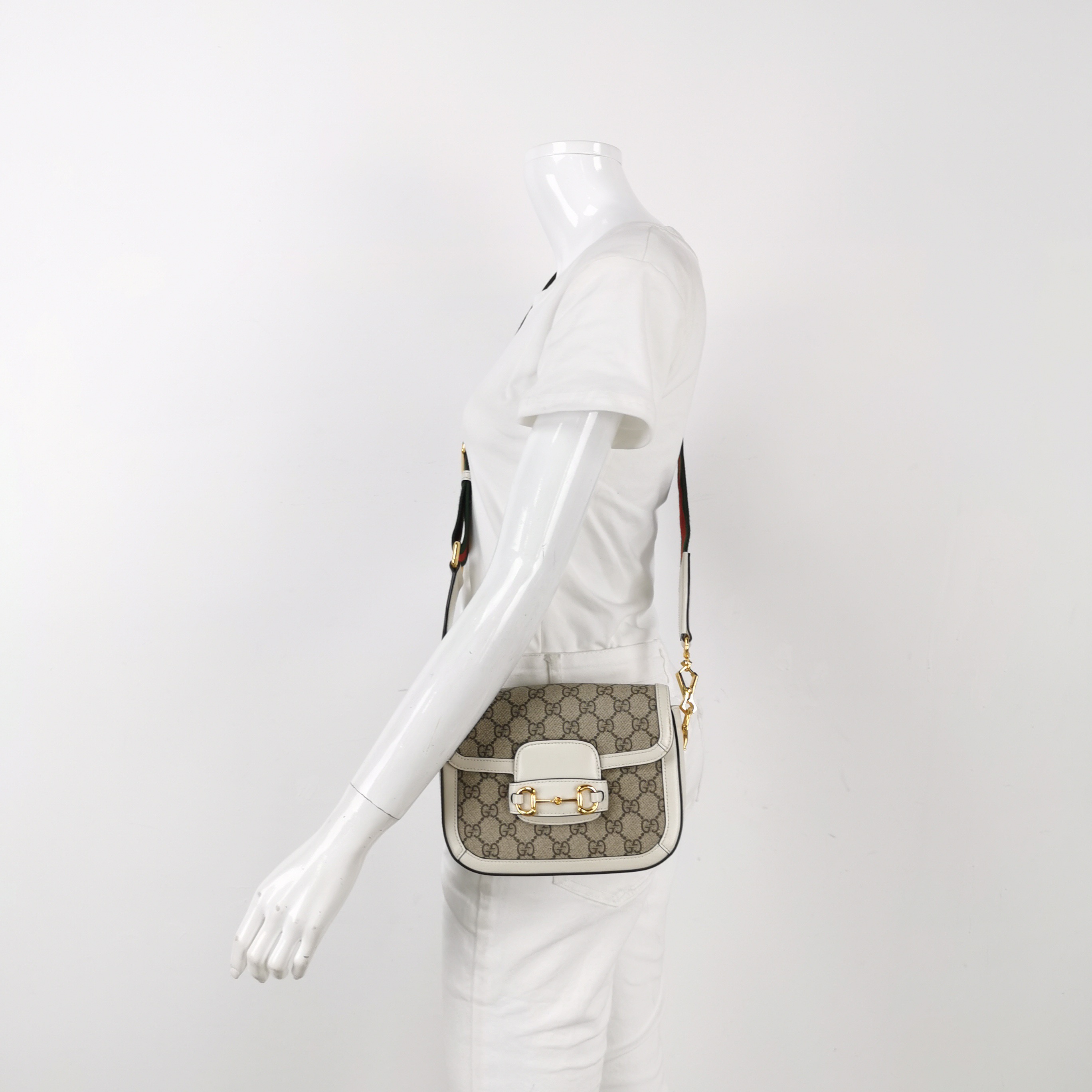 Gucci Horsebit 1955 Shoulder Bag GG Coated Canvas with Leather Small — alternate view