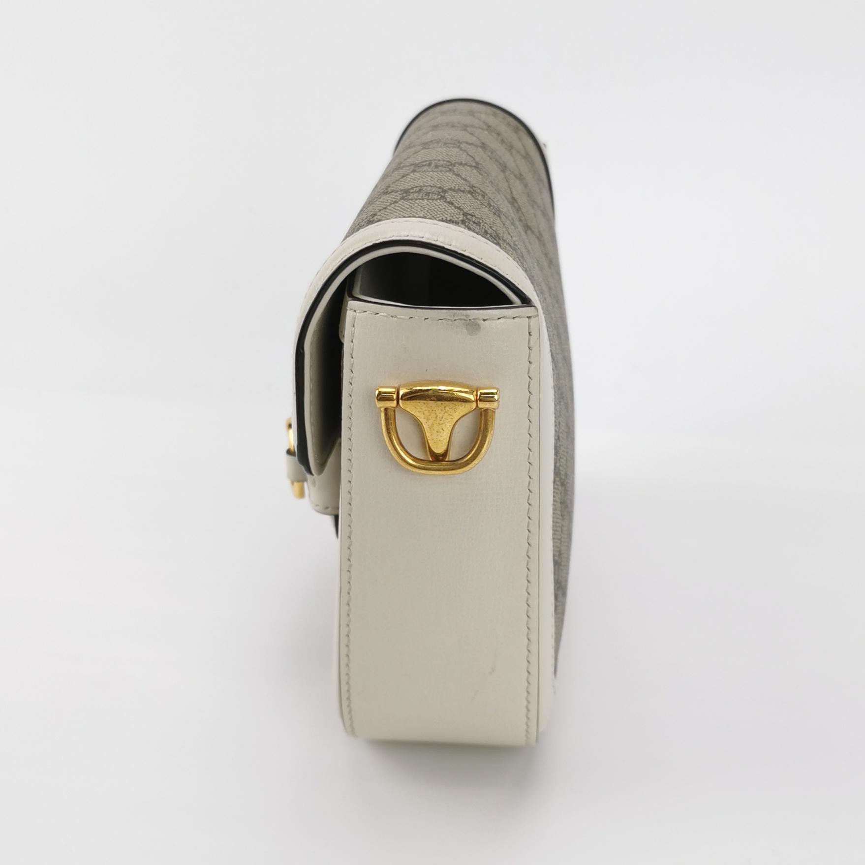 Gucci Horsebit 1955 Shoulder Bag GG Coated Canvas with Leather Small