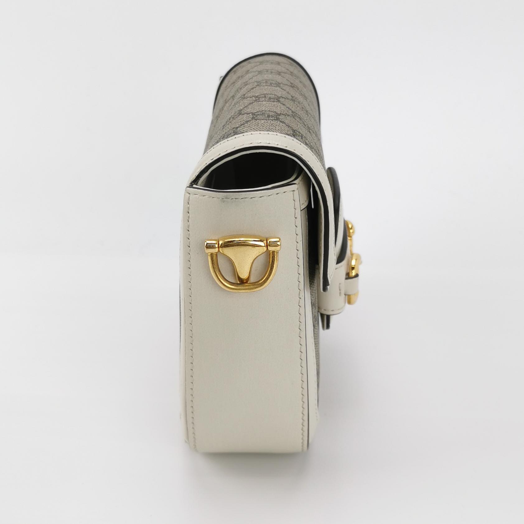 Gucci Horsebit 1955 Shoulder Bag GG Coated Canvas with Leather Small
