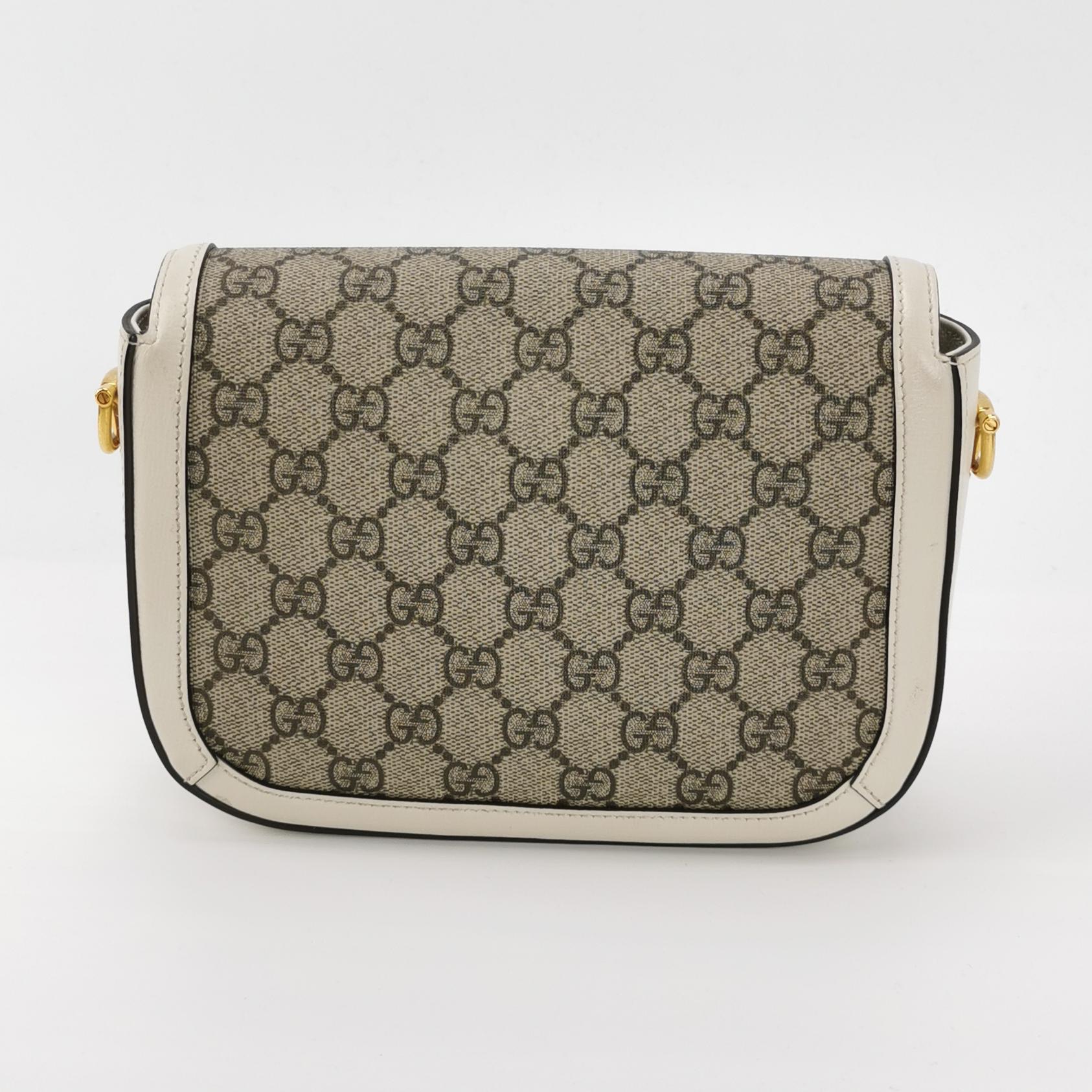 Gucci Horsebit 1955 Shoulder Bag GG Coated Canvas with Leather Small