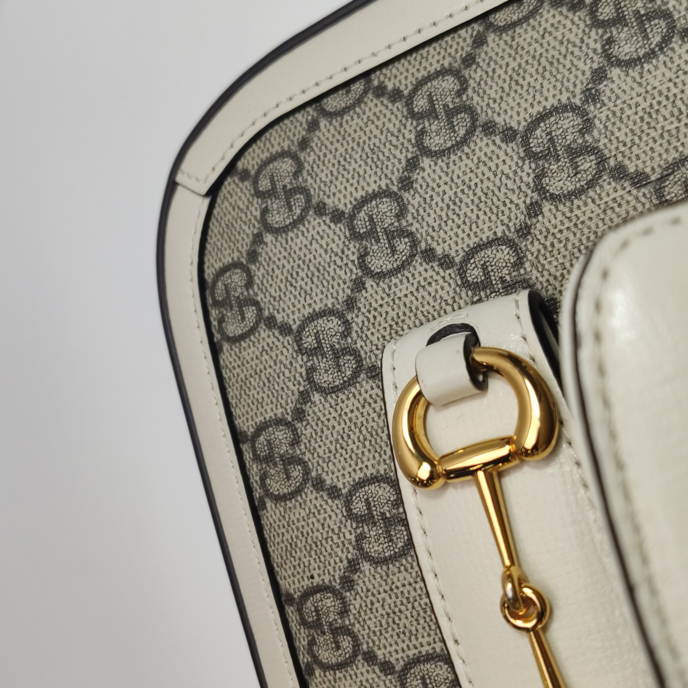 Gucci Horsebit 1955 Shoulder Bag GG Coated Canvas with Leather Small