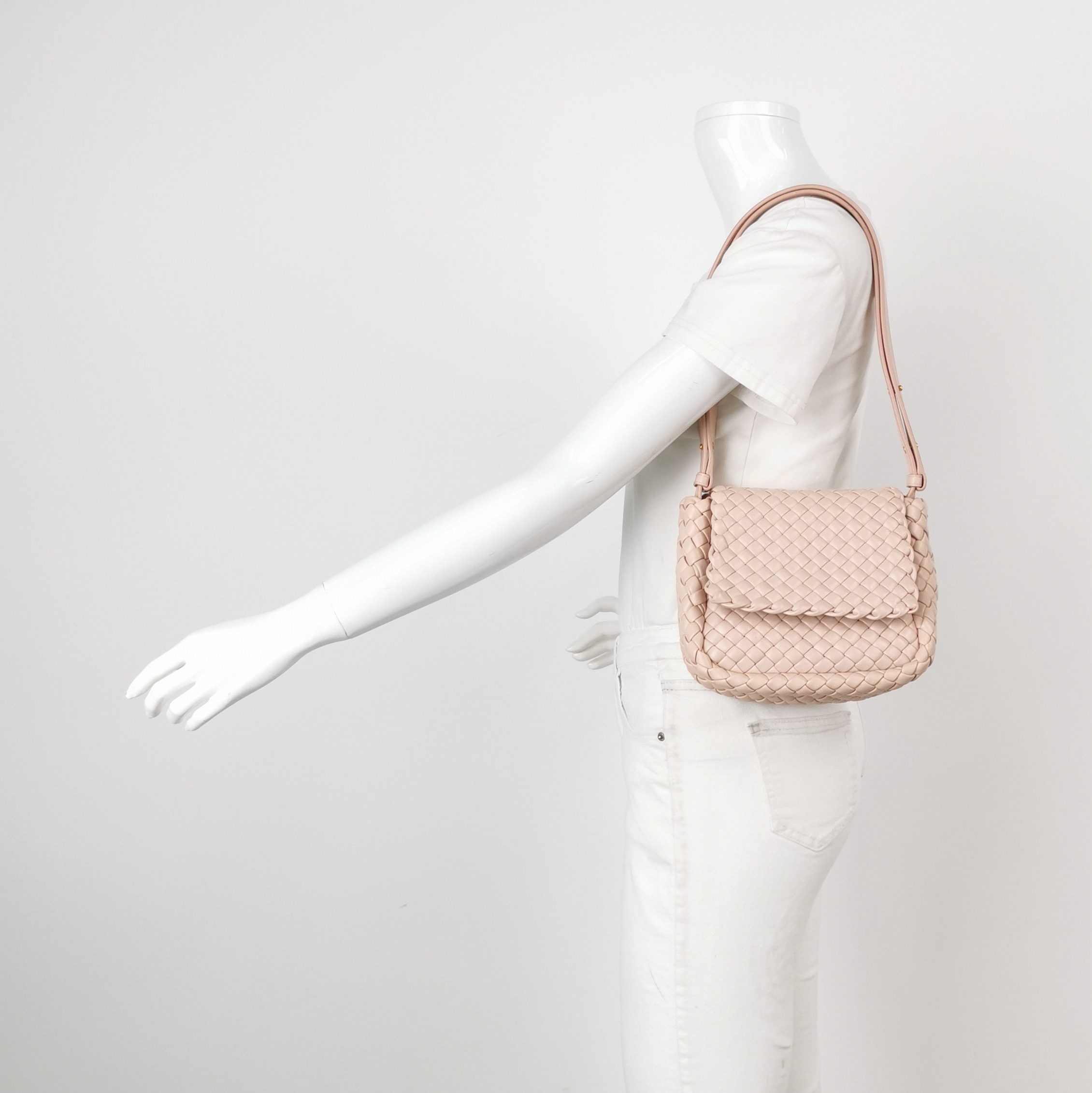Bottega Veneta Cobble Flap Shoulder Bag Padded Intrecciato Leather Mini — alternate view
