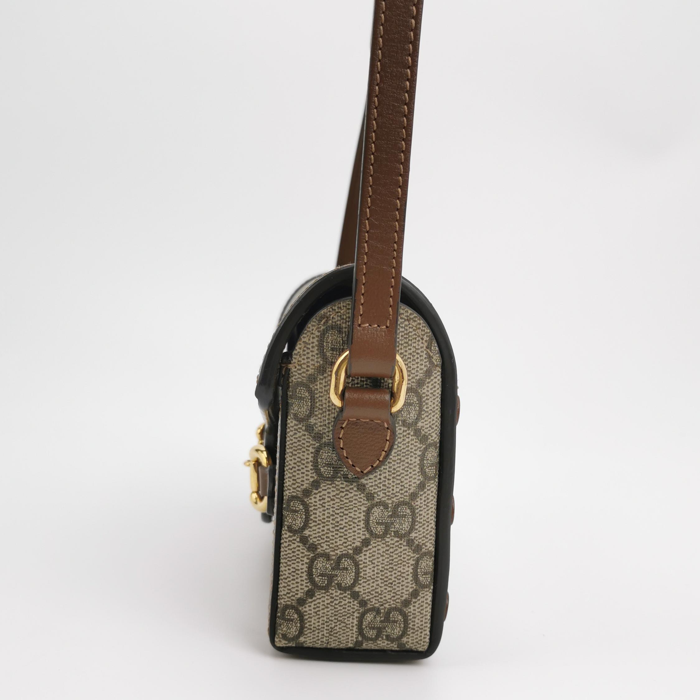 Gucci Horsebit 1955 Flap Crossbody Bag GG Coated Canvas Mini — photo 4 of 19