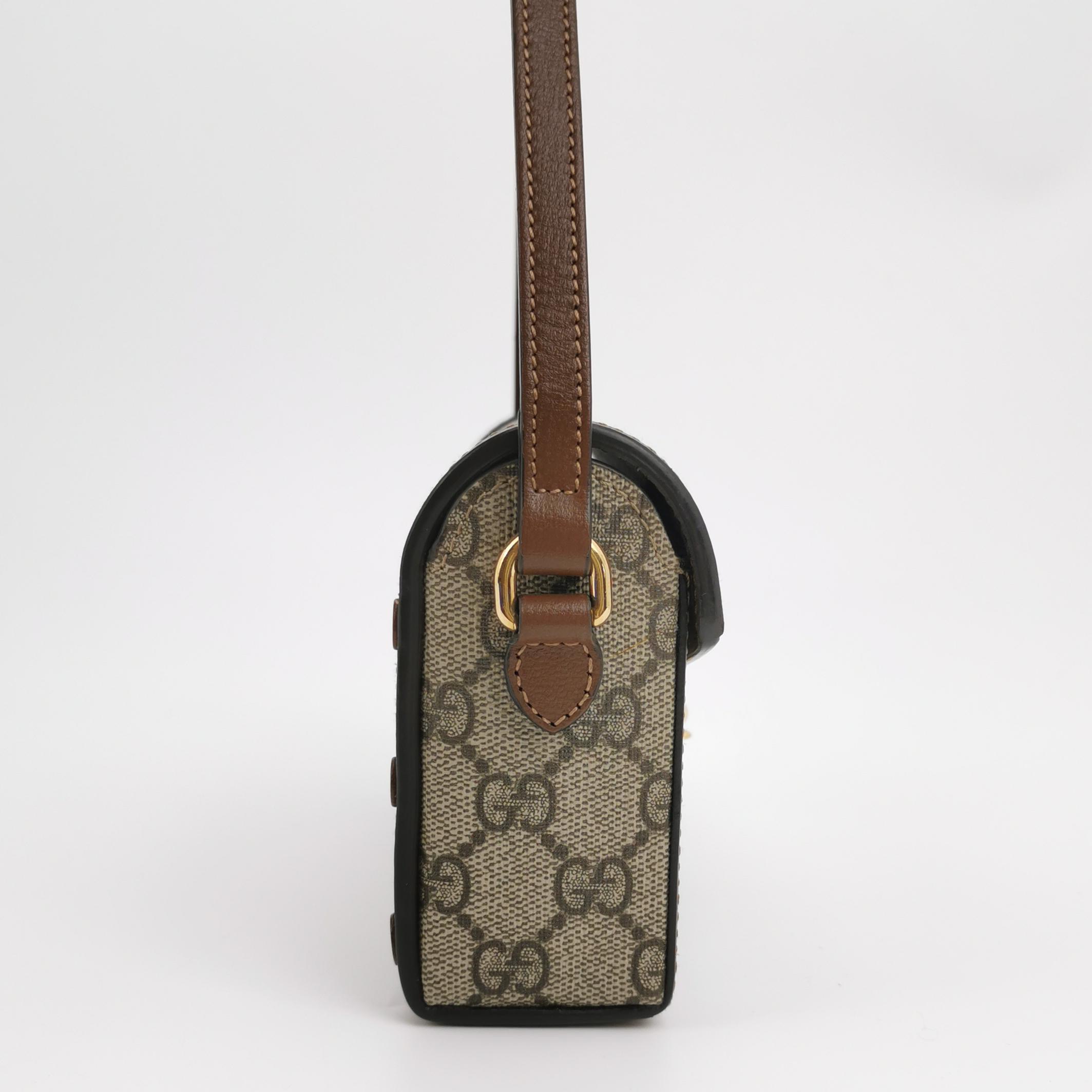 Gucci Horsebit 1955 Flap Crossbody Bag GG Coated Canvas Mini — photo 5 of 19
