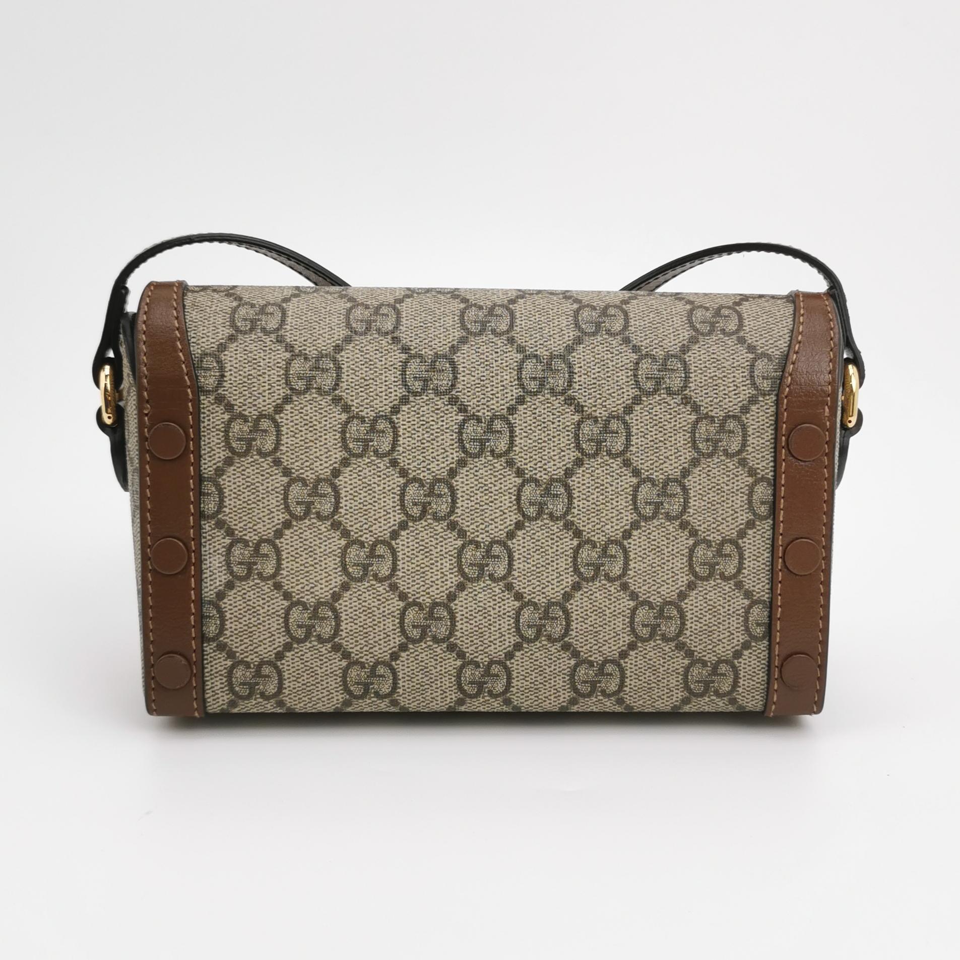 Gucci Horsebit 1955 Flap Crossbody Bag GG Coated Canvas Mini — photo 3 of 19