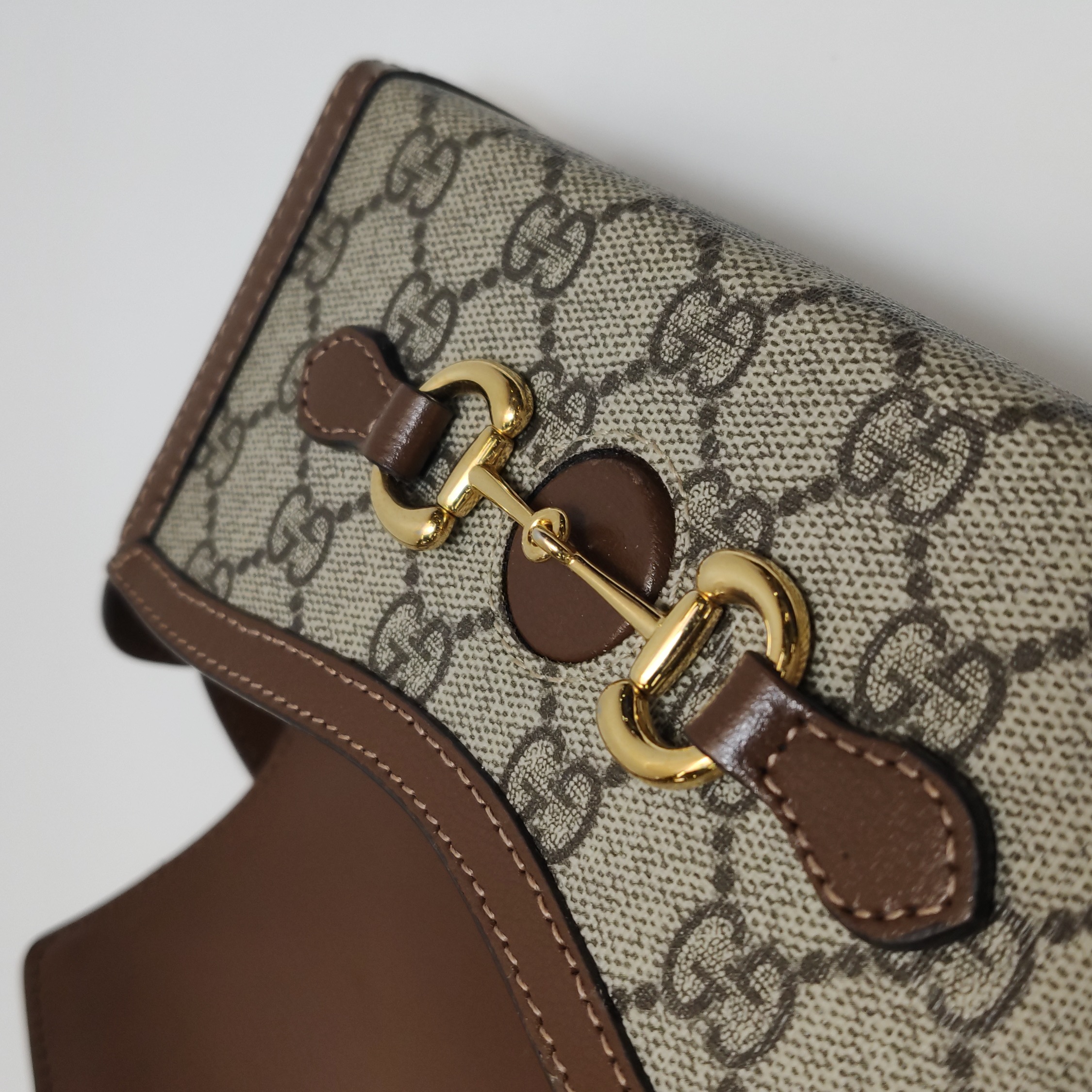Gucci Horsebit 1955 Flap Crossbody Bag GG Coated Canvas Mini — photo 11 of 19