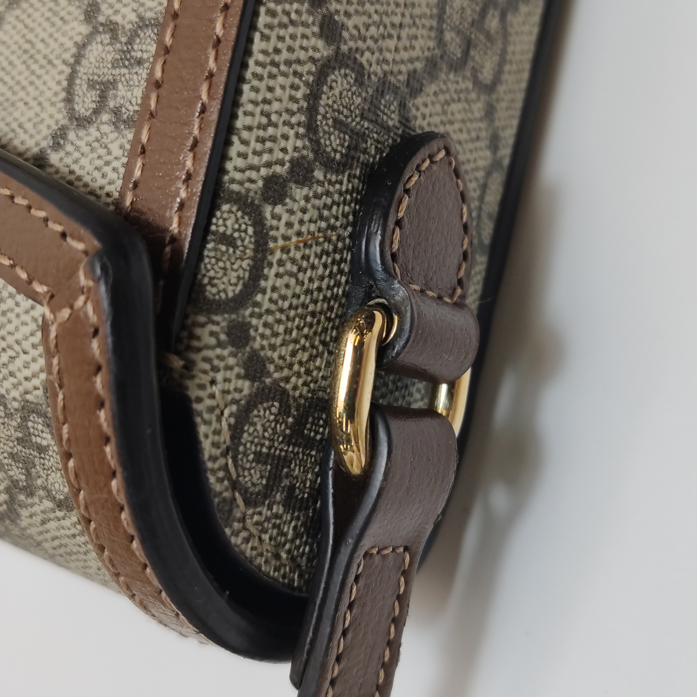Gucci Horsebit 1955 Flap Crossbody Bag GG Coated Canvas Mini — photo 8 of 19