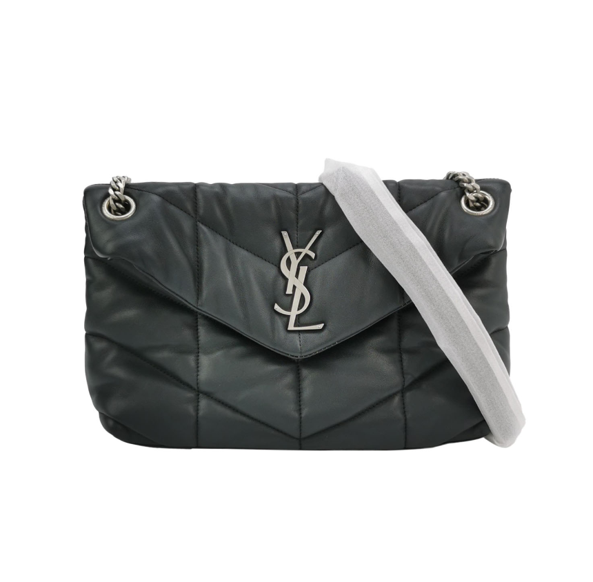 Saint Laurent Puffer Small Quilted Lambskin Shoulder Bag with YSL Logo