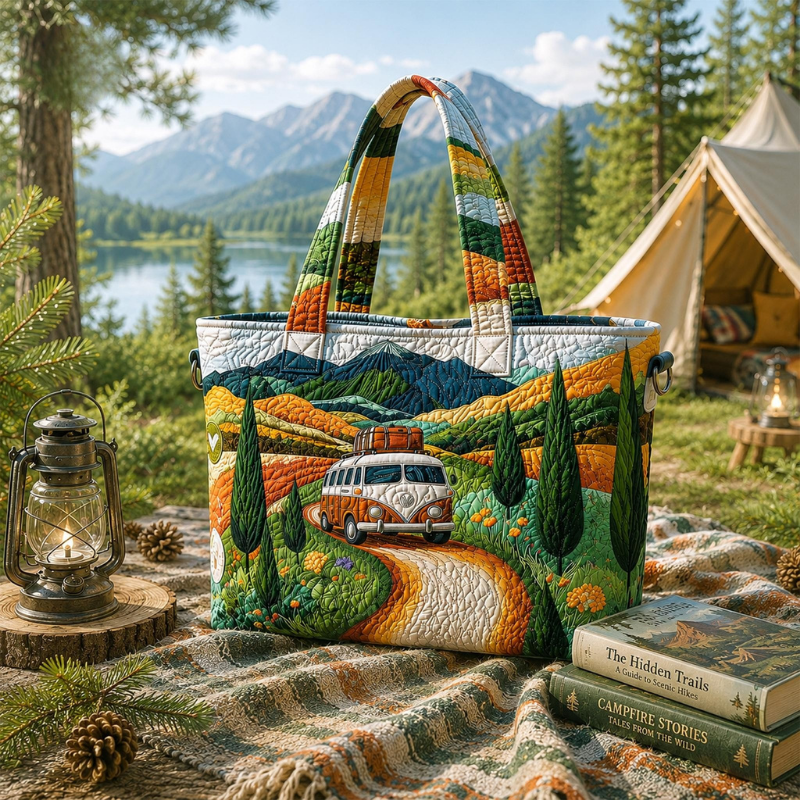 Mountain Roadtrip Quilted Tote Bag
