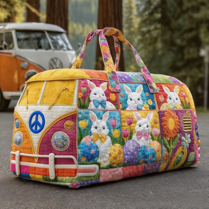 Cruiser Quilted Duffle Bag, Flower Tulip Easter Decor, Rabbit Egg Travel Carry On, Gift Idea For Family