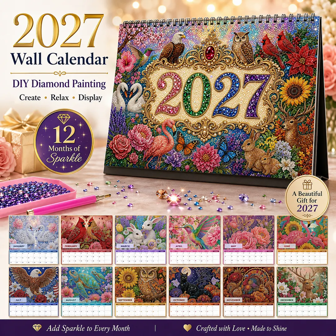 DIY 2027 Animal Diamond Painting Paper Calendar