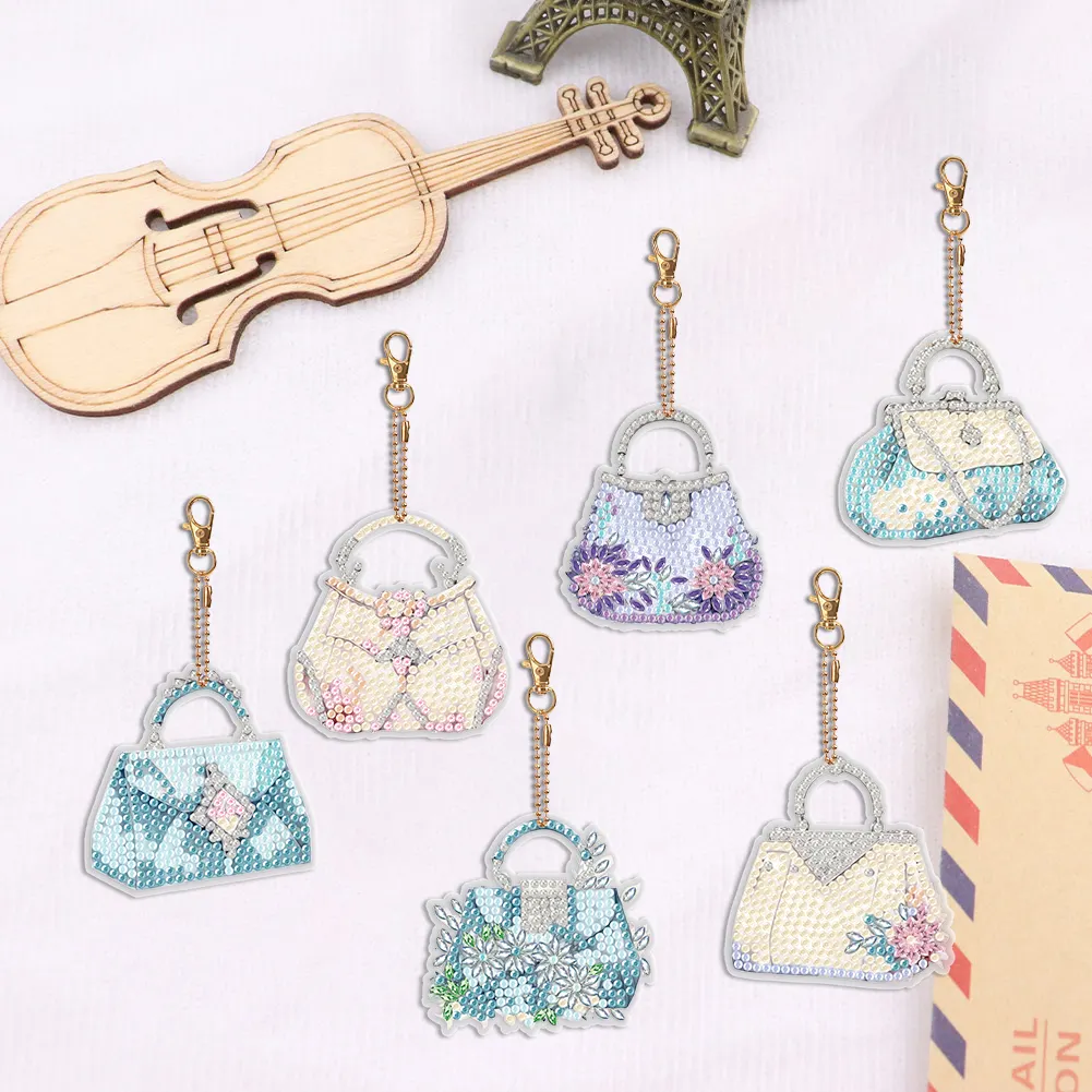 DIY Handbag-6Pcs Diamond painting keychain（Double-Sided)