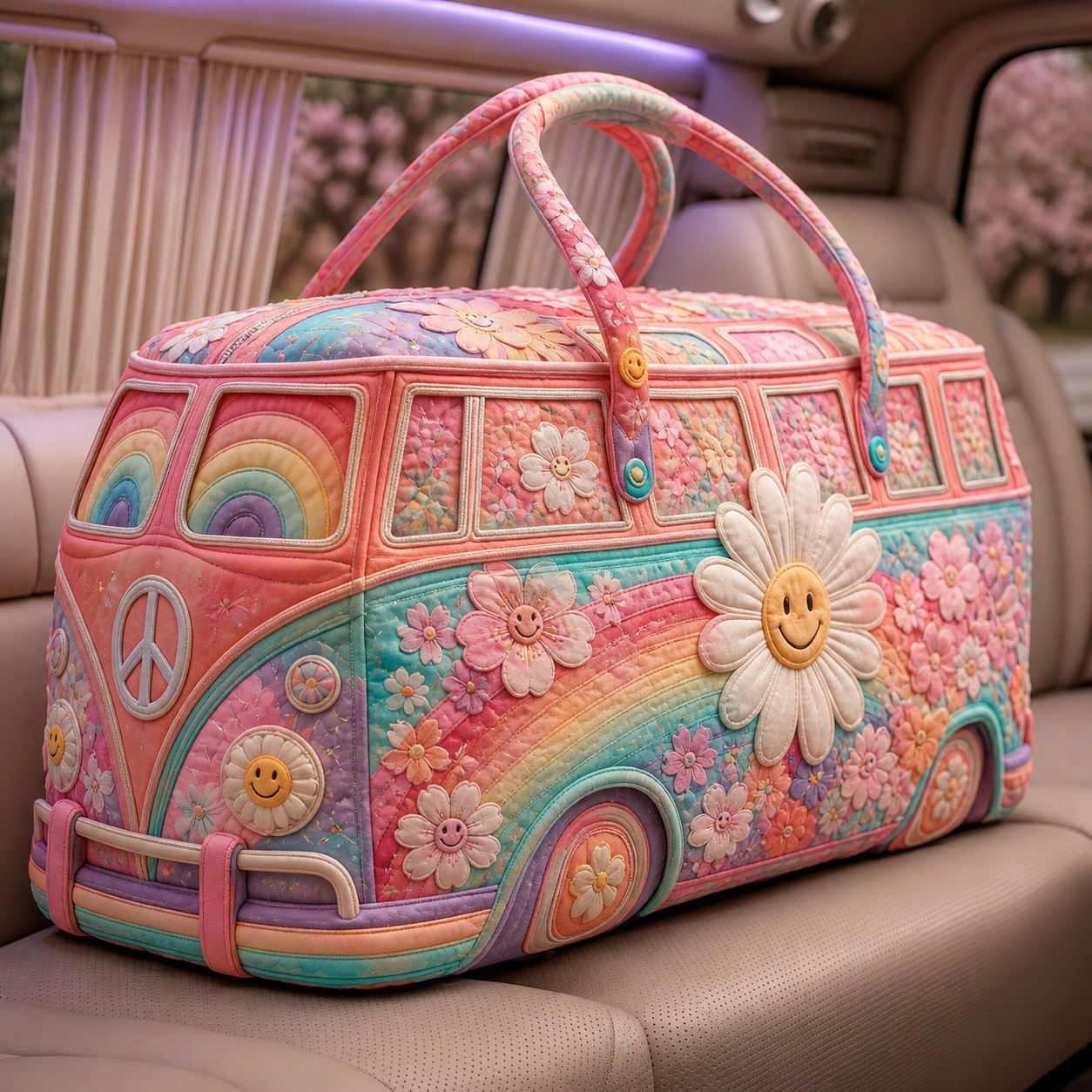 Pastel Daisy Camper Quilted Travel Bag
