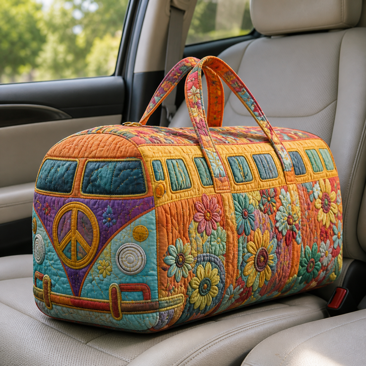 Sunset Bloom Camper Quilted Travel Bag