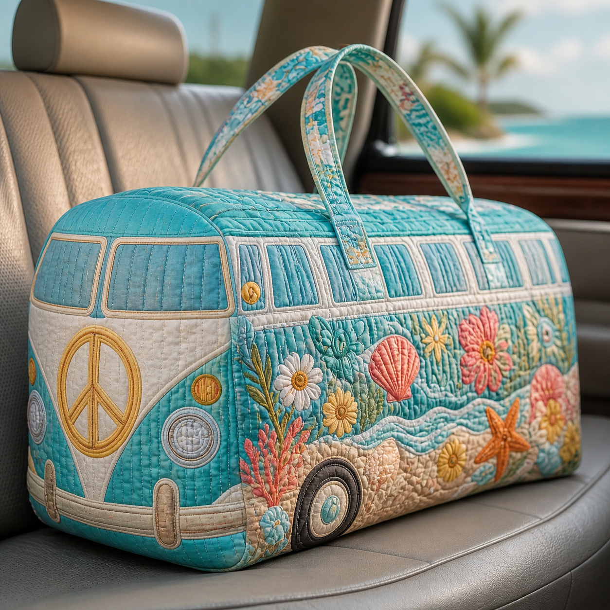 Coastal Bloom Camper Quilted Travel Bag