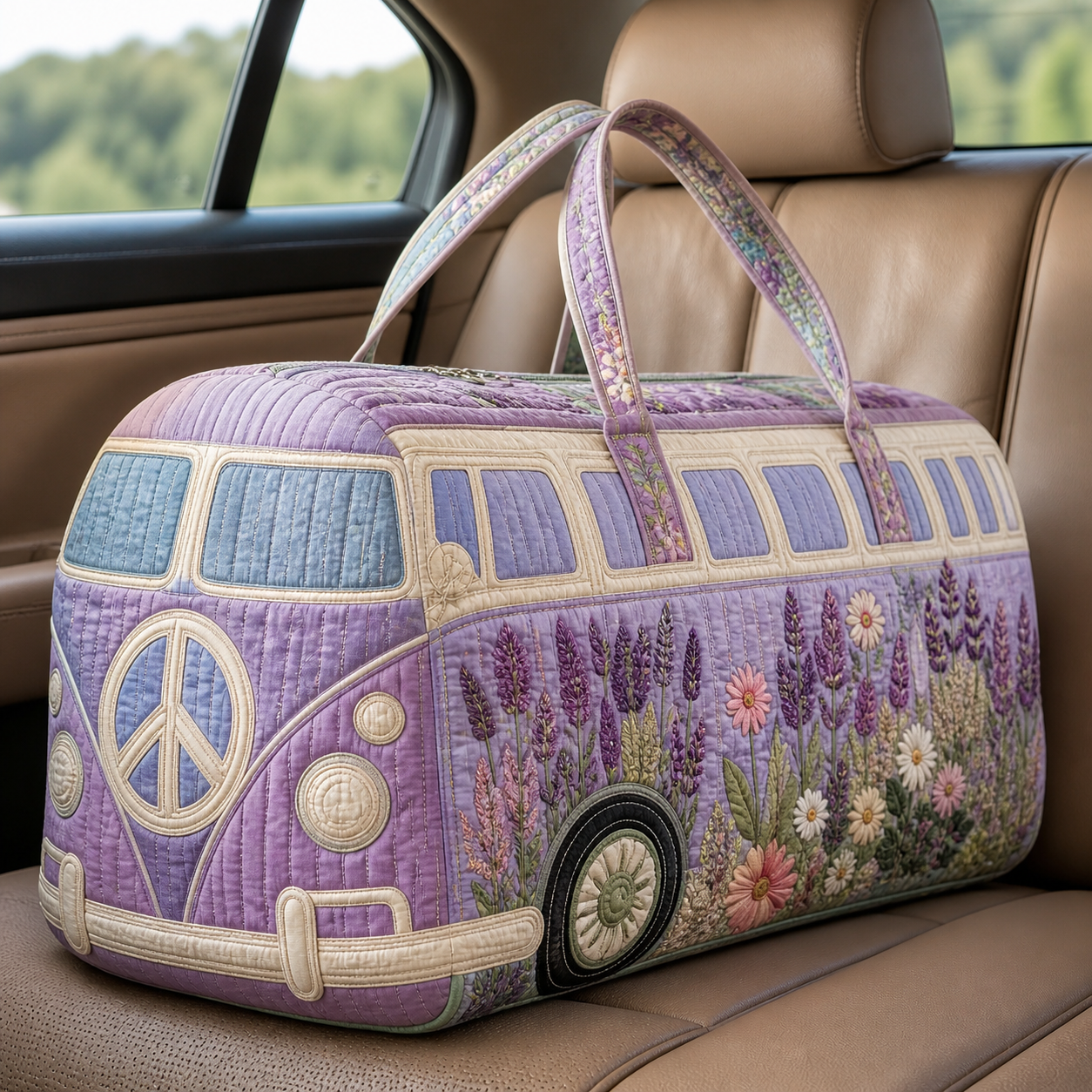 Lavender Meadow Camper Quilted Travel Bag