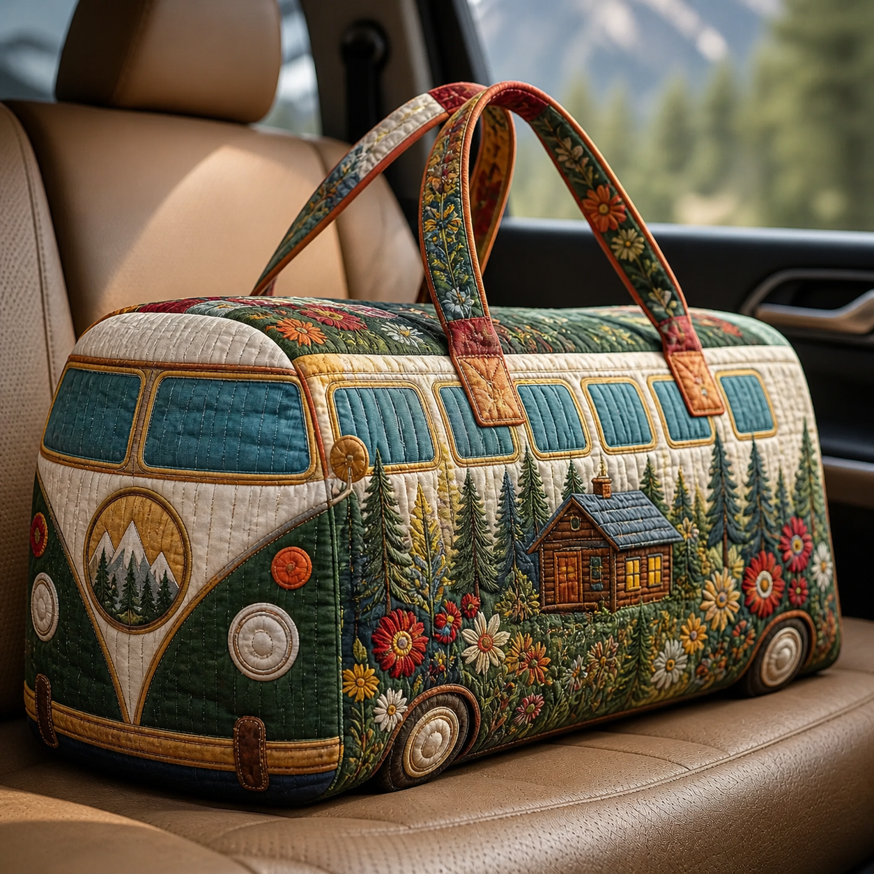 Mountain Cabin Camper Quilted Travel Bag