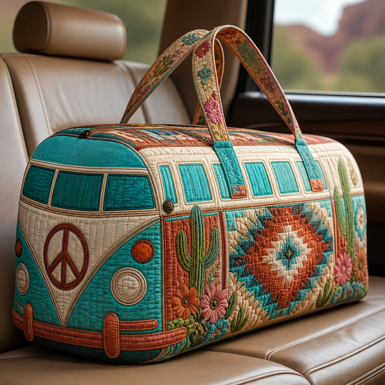 Southwest Cactus Camper Quilted Travel Bag