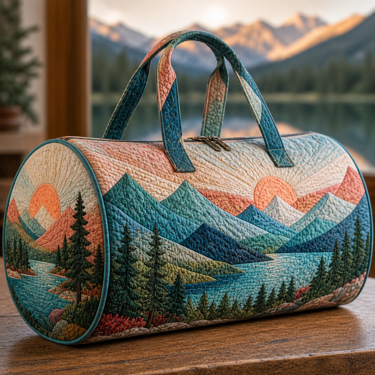 Mountain Lake Quilted Travel Bag