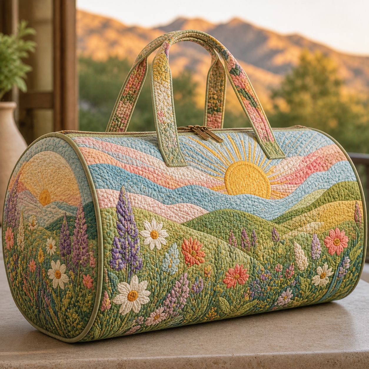 Wildflower Sunrise Quilted Travel Bag