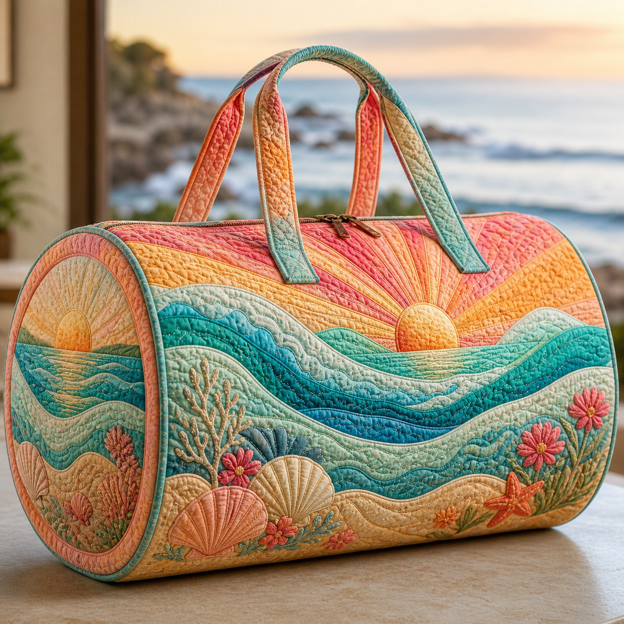 Coastal Sunrise Quilted Weekender Bag