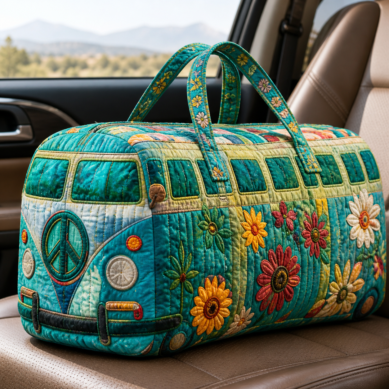 Retro Floral Camper Quilted Travel Bag