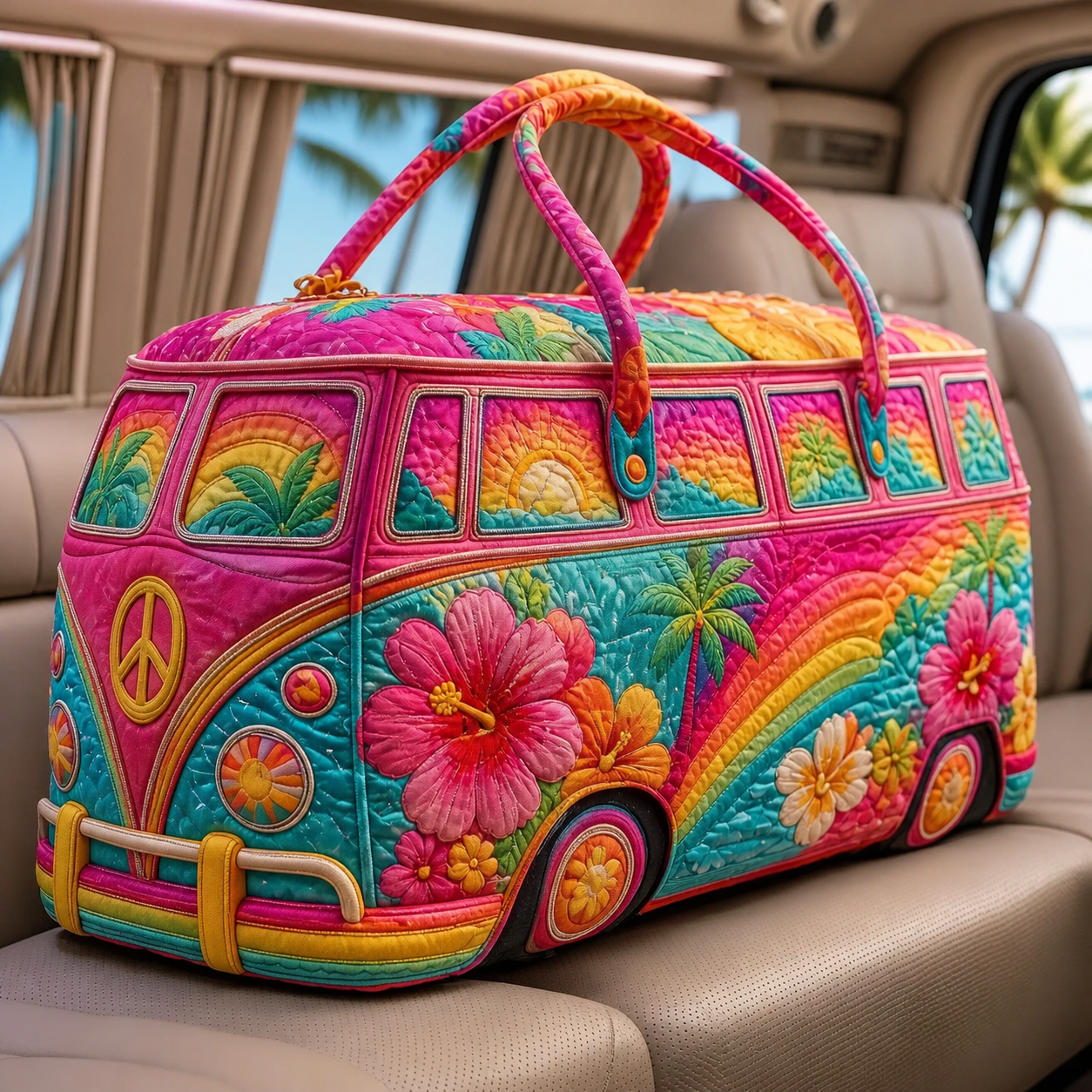 Tropical Rainbow Camper Quilted Travel Bag