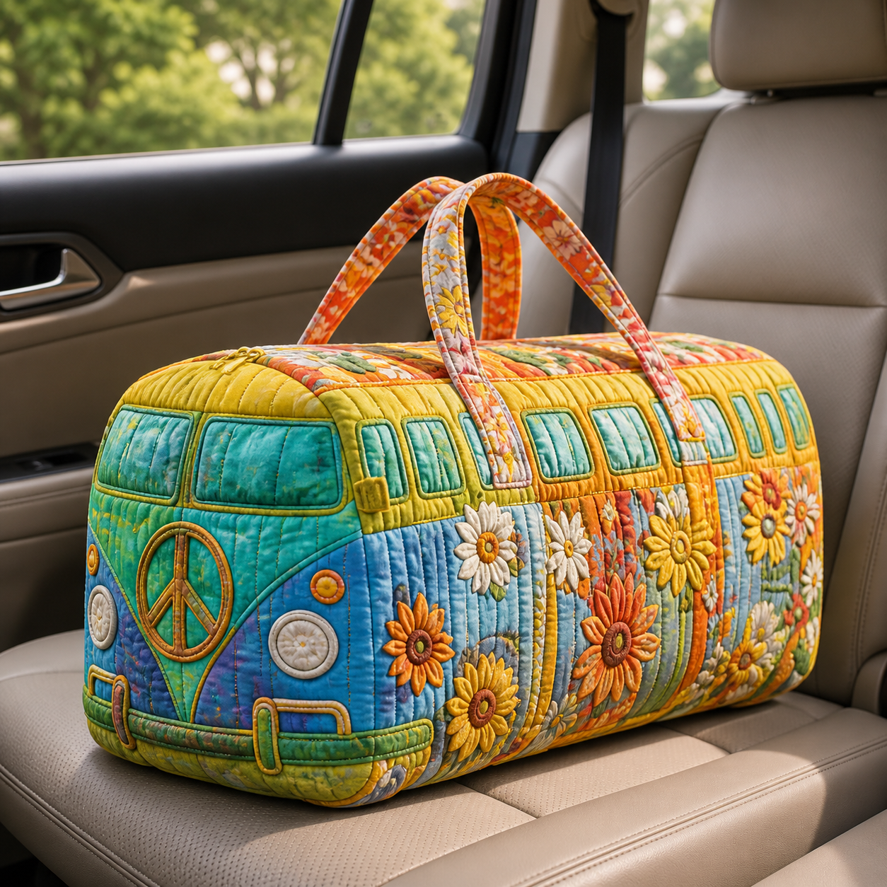 Vintage Sunshine Floral Camper Quilted Travel Bag