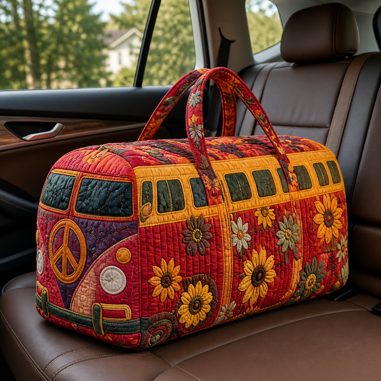Vintage Autumn Floral Camper Quilted Travel Bag