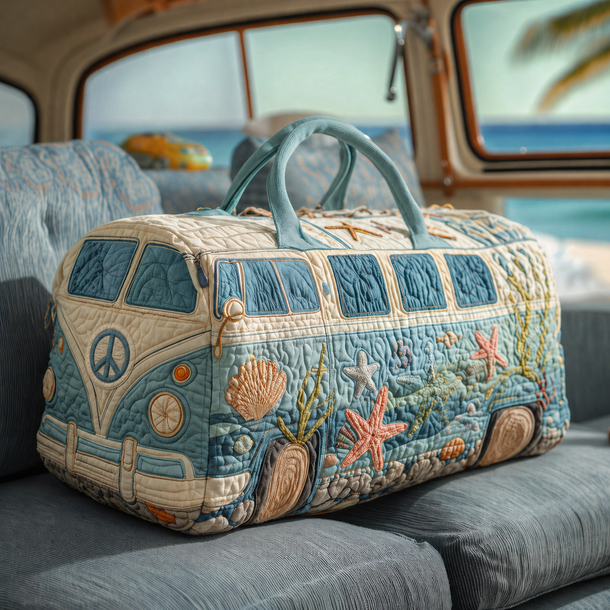 Underwater Coral Reef Hippie Van Quilted Duffle Bag