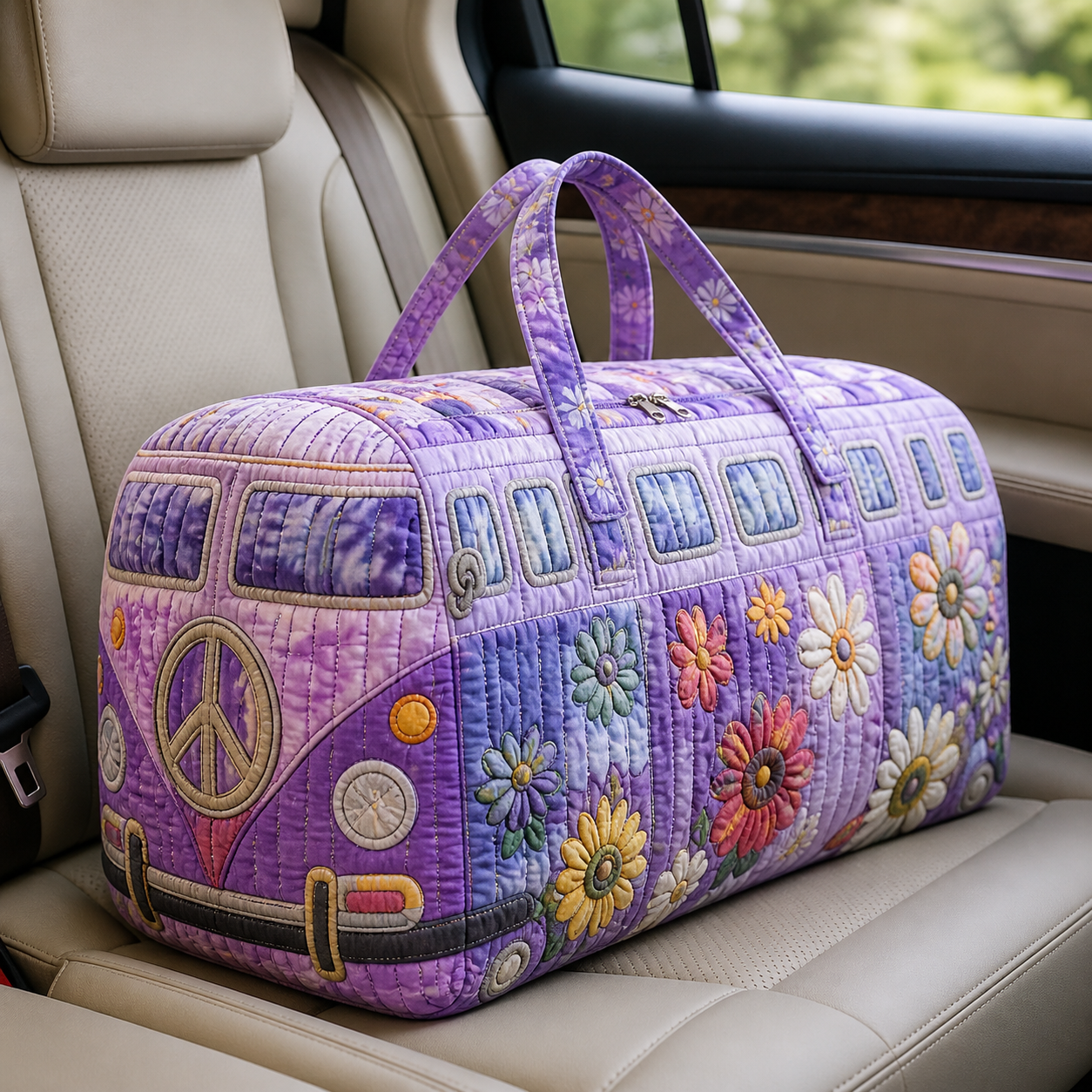 Lavender Floral Camper Quilted Travel Bag