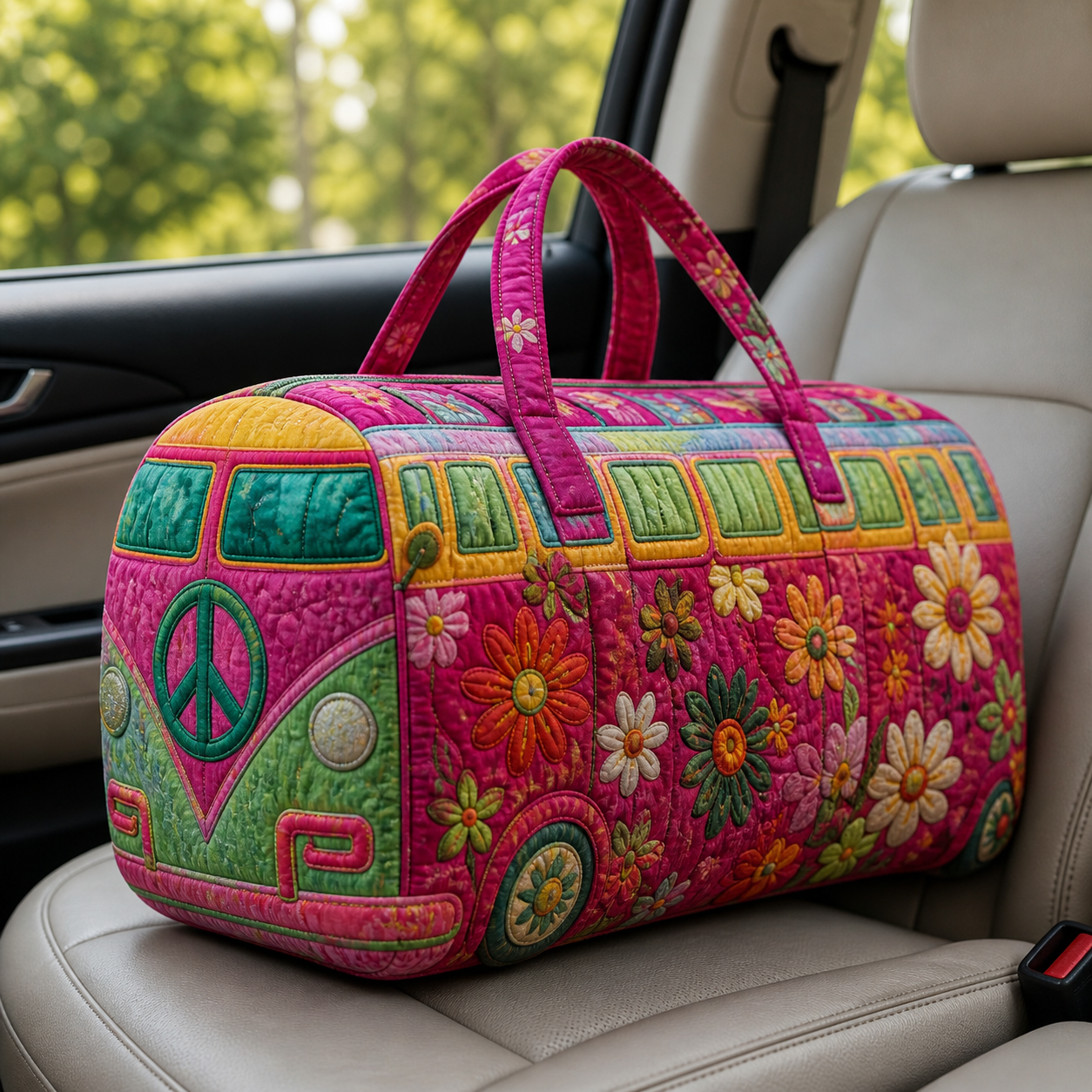Pink Garden Camper Quilted Travel Bag