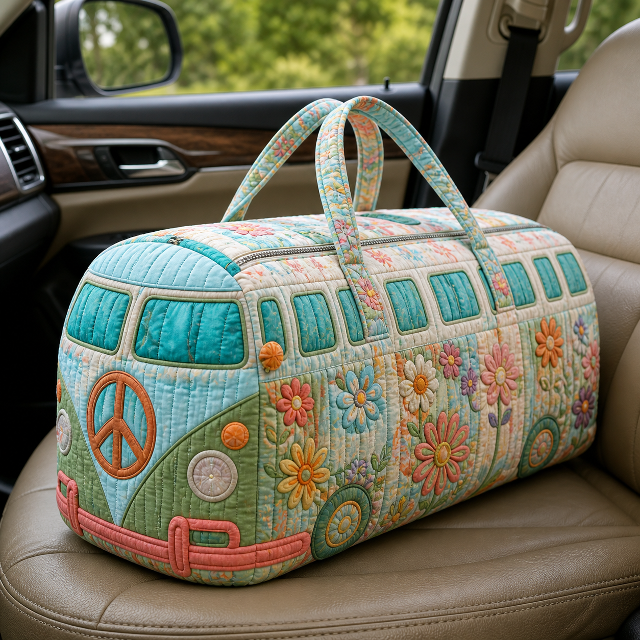 Pastel Garden Camper Quilted Travel Bag