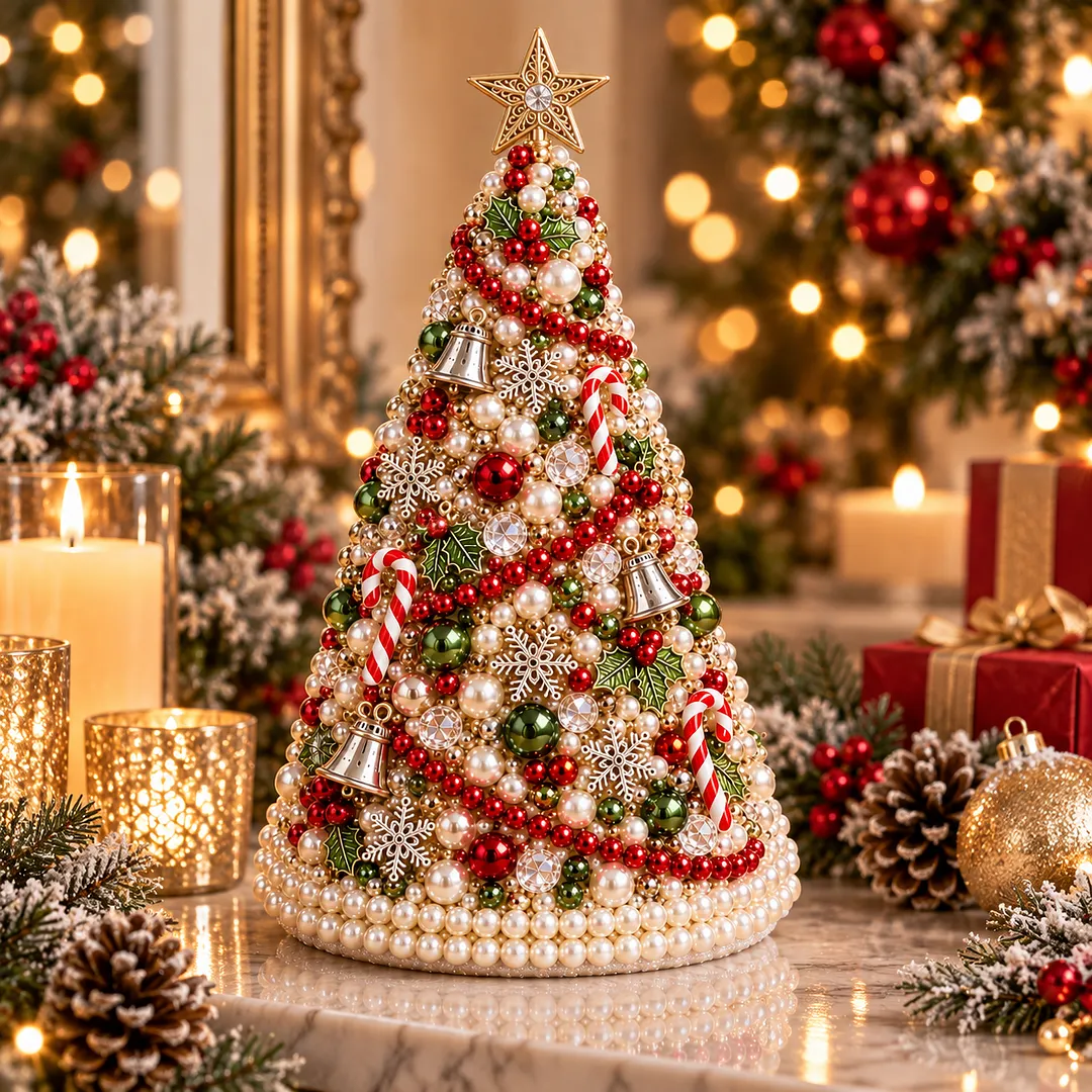 DIY Beaded Pearl Art Christmas Tree – Ornament Kit Holiday Decor