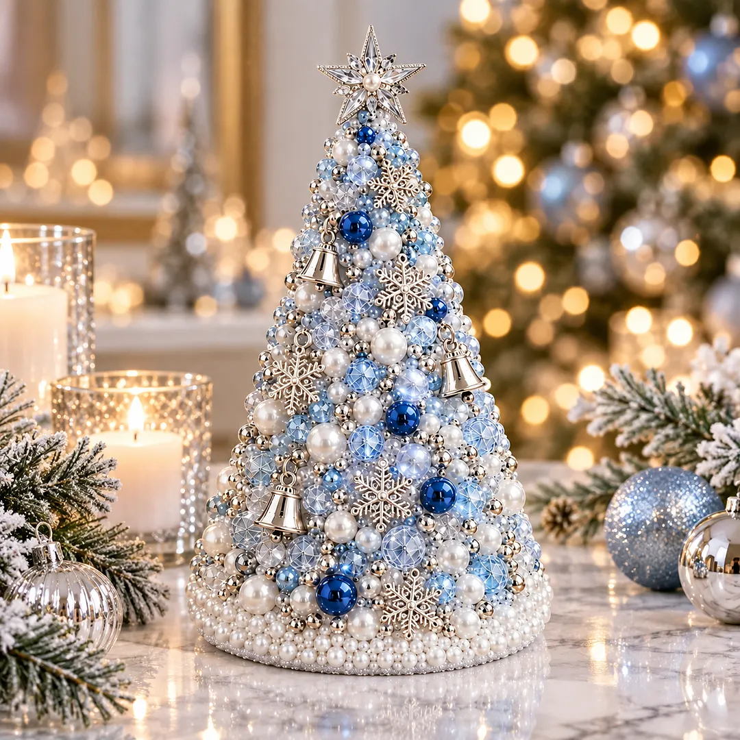 DIY Beaded Pearl Art Christmas Tree – Ornament Kit Holiday Decor