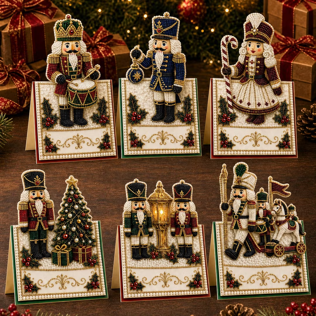 6PCS 3D Pearl Diamond Painting DIY Christmas Cards Kit with Envelopes