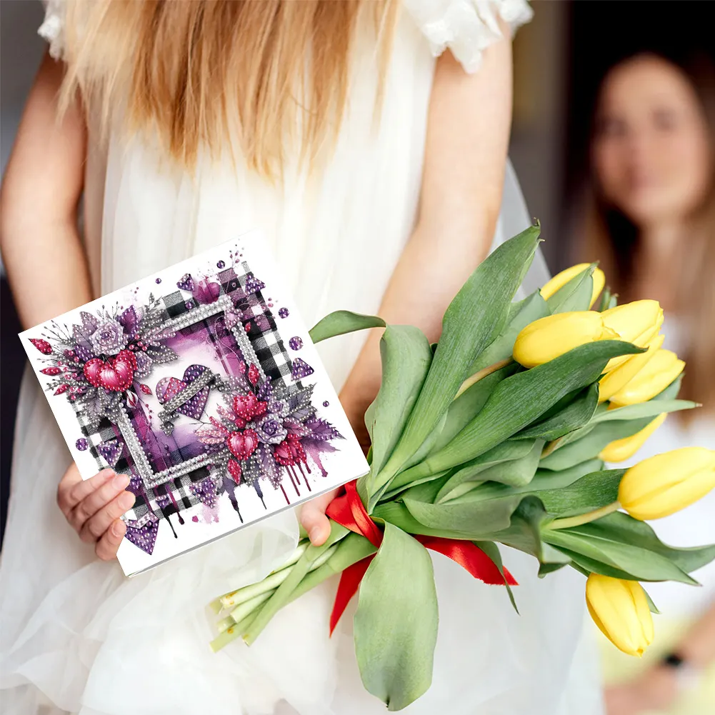 6pcs Diamond Painting Greeting Cards Diamond Art Cards for Adults(Flower Scene)
