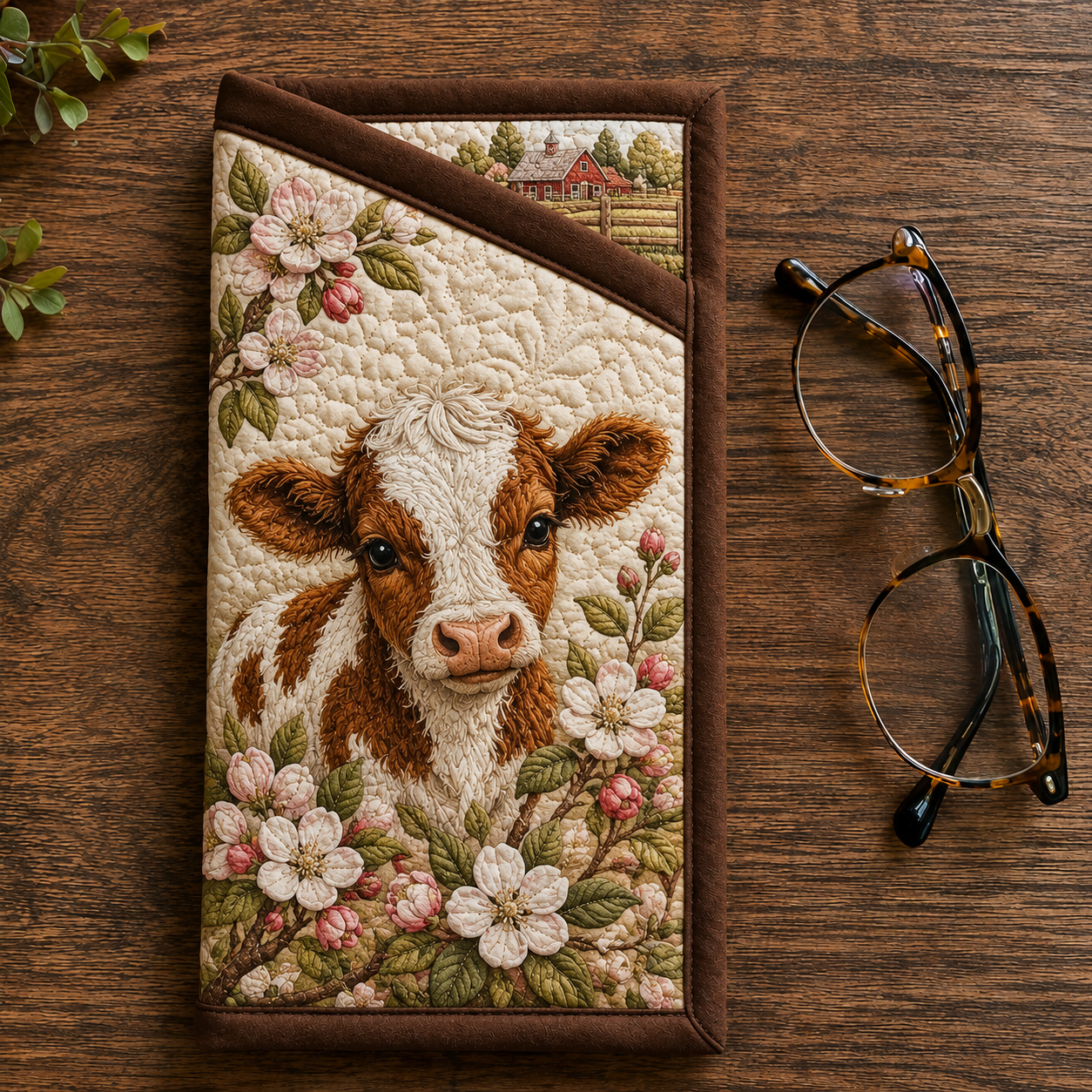 Floral Calf Meadow Quilted Eyeglass Case