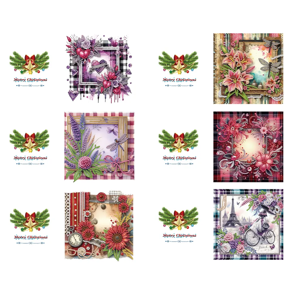 6pcs Diamond Painting Greeting Cards Diamond Art Cards for Adults(Flower Scene)